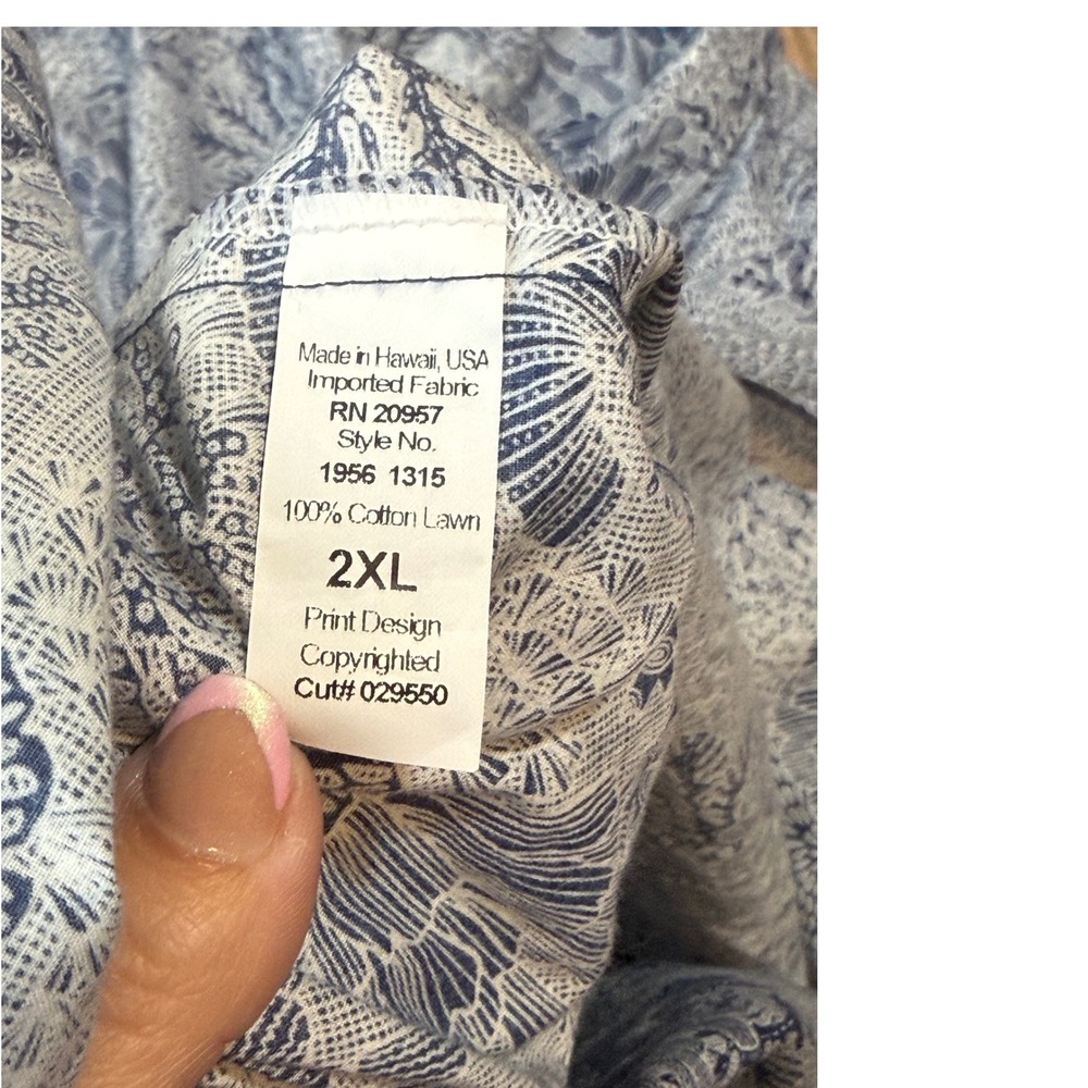 Tori Richard Mens 2XL Blue Coral Print Short Sleeve Button Up Shirt Hawaii Made - Picture 12 of 14